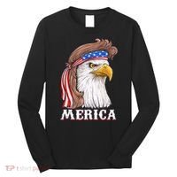 Merica Bald Eagle Mullet 4th Of July American Flag Long Sleeve Shirt thumb 0