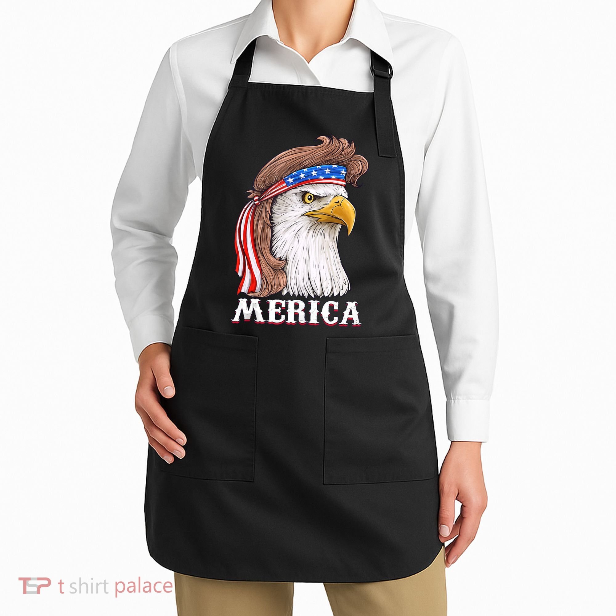 Merica Bald Eagle Mullet 4th Of July American Flag Apron