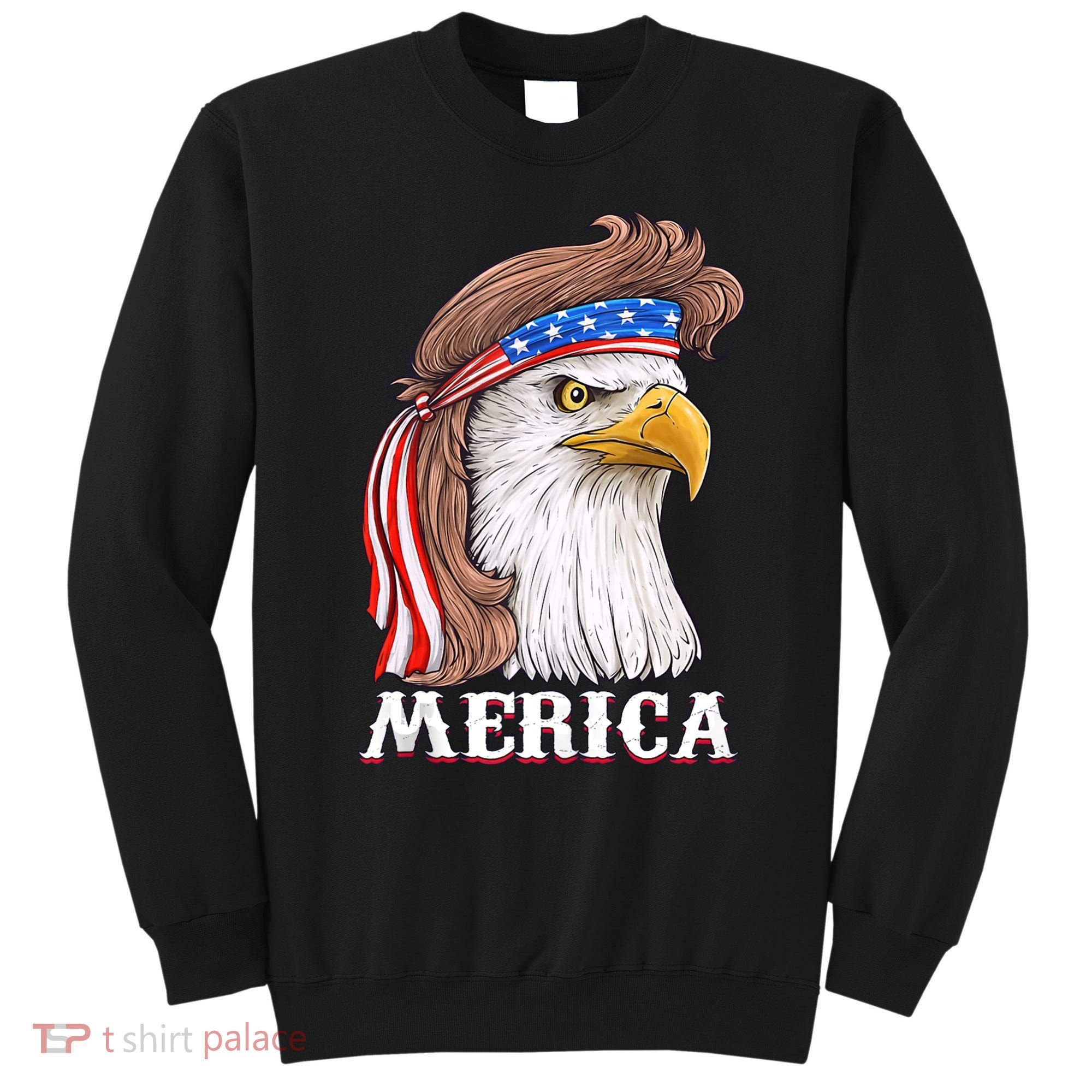 Merica Bald Eagle Mullet 4th Of July American Flag Sweatshirt