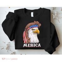 Merica Bald Eagle Mullet 4th Of July American Flag Sweatshirt thumb 2