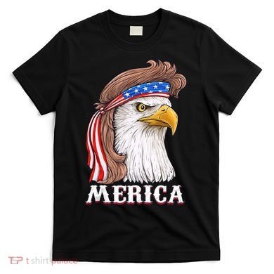 Merica Bald Eagle Mullet 4th Of July American Flag T-Shirt