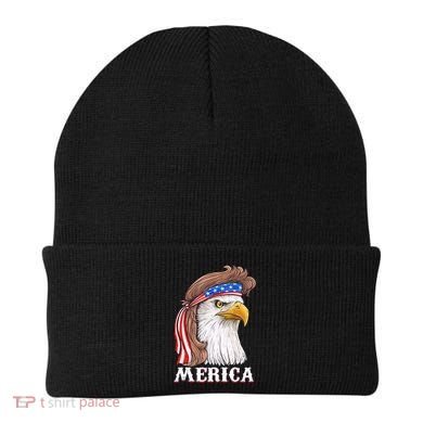 Merica Bald Eagle Mullet 4th Of July American Flag Beanie
