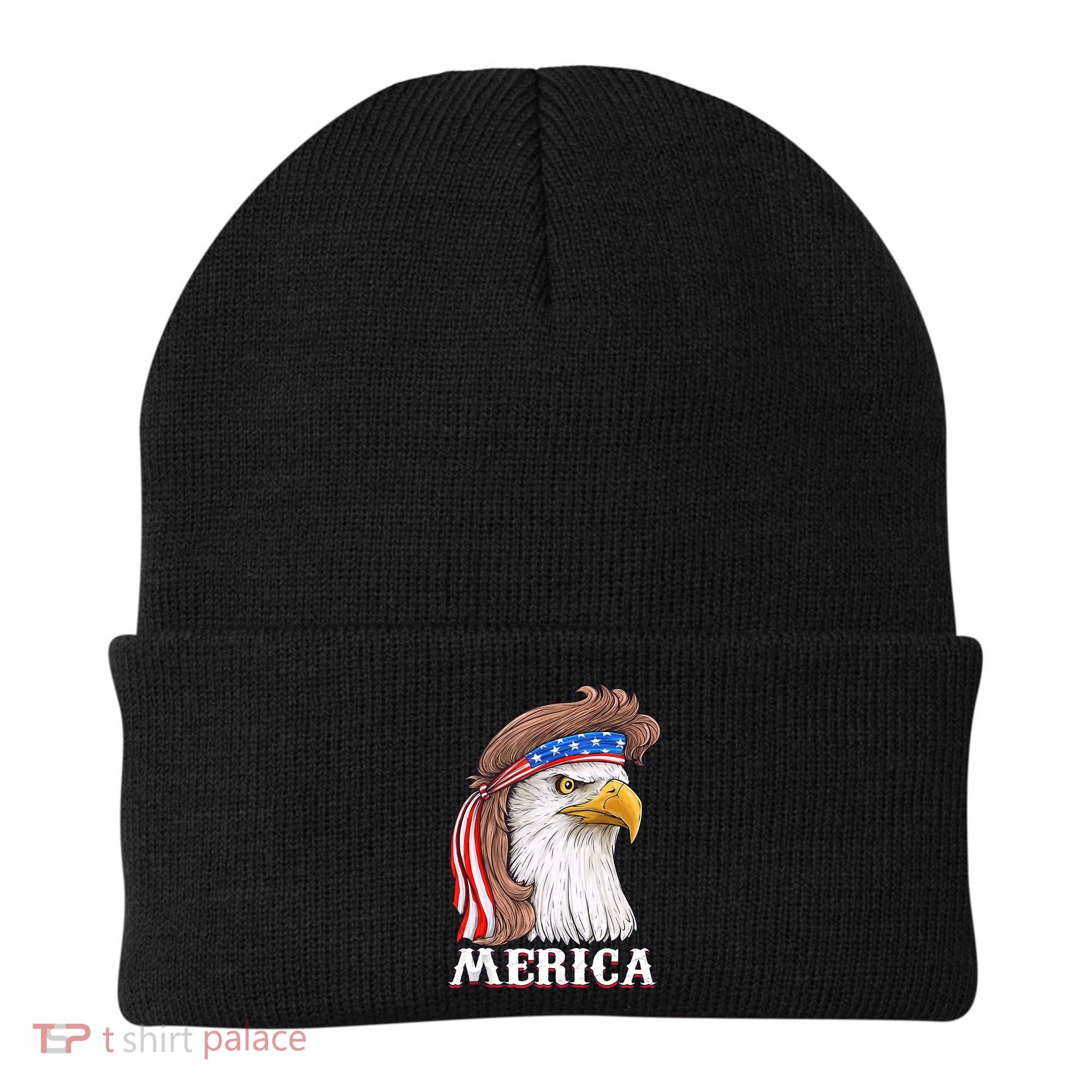 Merica Bald Eagle Mullet 4th Of July American Flag Beanie