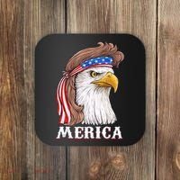 Merica Bald Eagle Mullet 4th Of July American Flag Coaster thumb 0