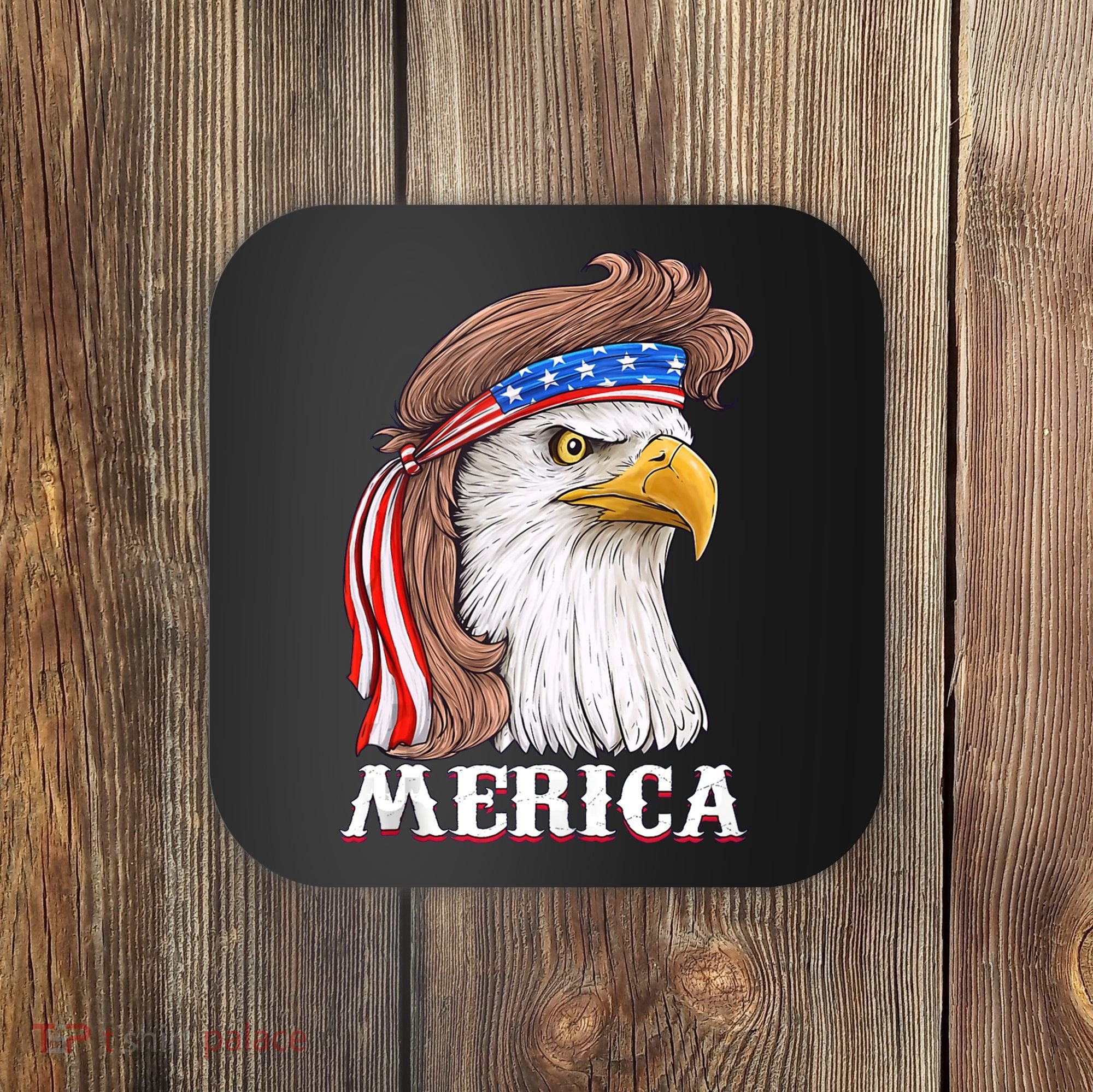 Merica Bald Eagle Mullet 4th Of July American Flag Coaster