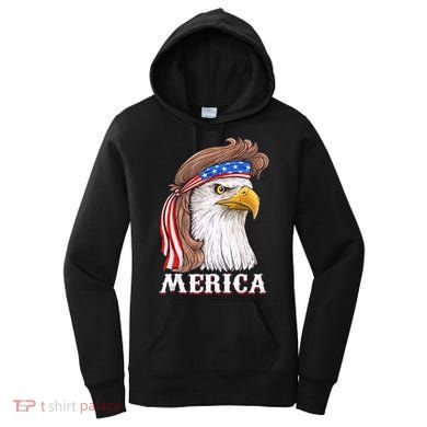 Merica Bald Eagle Mullet 4th Of July American Flag Women's Hoodie