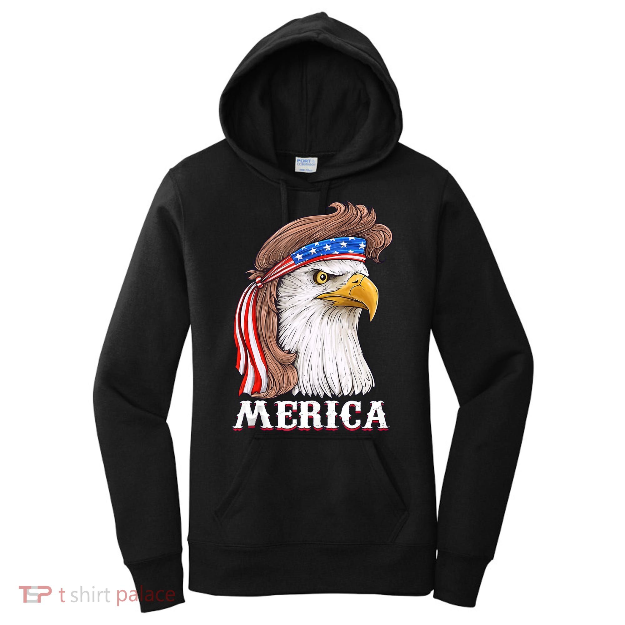 Merica Bald Eagle Mullet 4th Of July American Flag Women's Hoodie