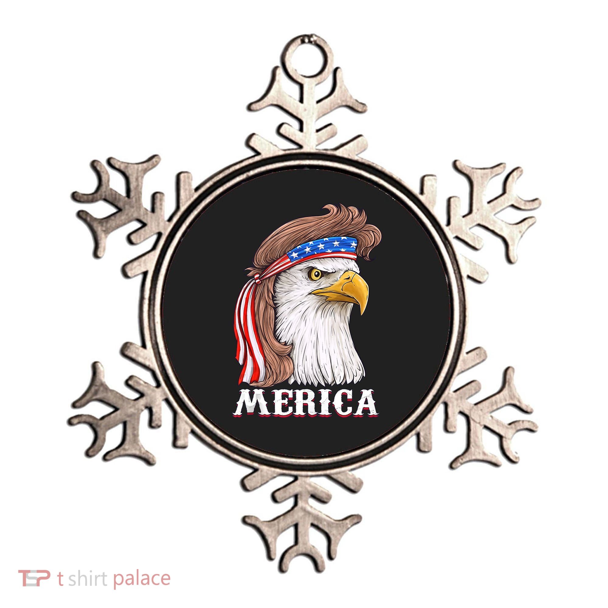 Merica Bald Eagle Mullet 4th Of July American Flag Ornament