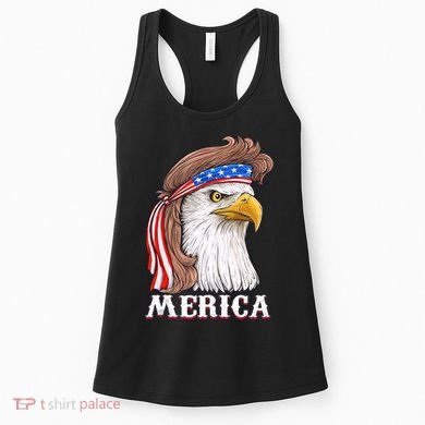 Merica Bald Eagle Mullet 4th Of July American Flag Women's Tank Top