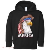 Merica Bald Eagle Mullet 4th Of July American Flag Toddler Hoodie thumb 0