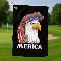 Merica Bald Eagle Mullet 4th Of July American Flag Golf Towel thumb 1