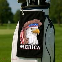 Merica Bald Eagle Mullet 4th Of July American Flag Golf Towel thumb 2