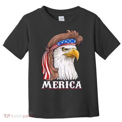 Merica Bald Eagle Mullet 4th Of July American Flag Toddler T-Shirt