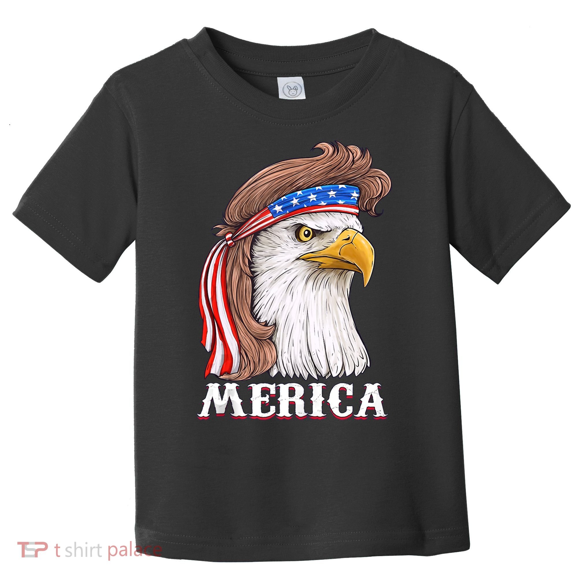 Merica Bald Eagle Mullet 4th Of July American Flag Toddler T-Shirt