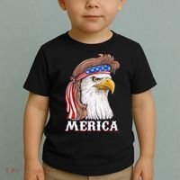 Merica Bald Eagle Mullet 4th Of July American Flag Toddler T-Shirt thumb 2