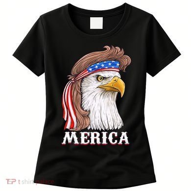 Merica Bald Eagle Mullet 4th Of July American Flag Women's T-Shirt