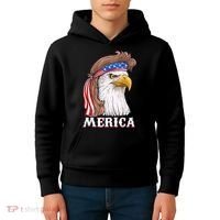Merica Bald Eagle Mullet 4th Of July American Flag Kids Hoodie thumb 4