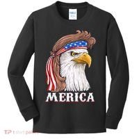 Merica Bald Eagle Mullet 4th Of July American Flag Kids Long Sleeve Shirt thumb 0