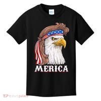 Merica Bald Eagle Mullet 4th Of July American Flag Kids T-Shirt thumb 0