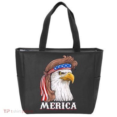 Merica Bald Eagle Mullet 4th Of July American Flag Tote Bag
