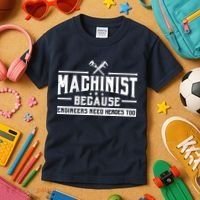 Machinist Because Engineers Need Heroes Too  Machinist Gift Kids T-Shirt thumb 3