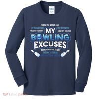 My Bowling Excuses Funny Bowling Gift Kids Long Sleeve Shirt thumb 0