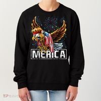 Merica Bald Eagle Mullet 4th of July American Flag Patriotic Women's Sweatshirt thumb 0