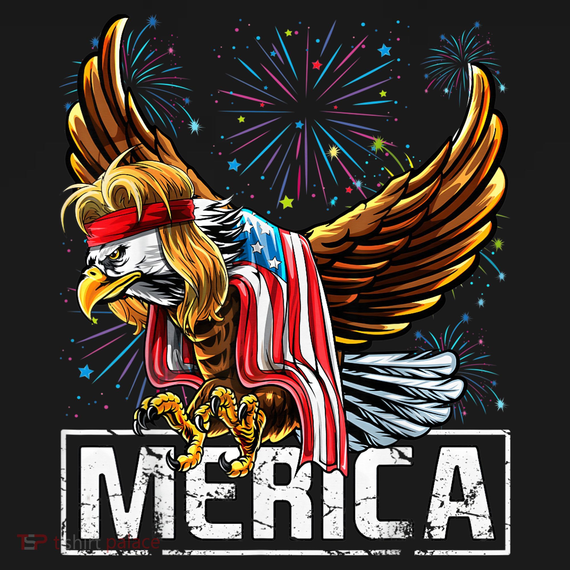 Merica Bald Eagle Mullet 4th of July American Flag Patriotic T-Shirt