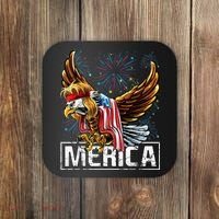 Merica Bald Eagle Mullet 4th of July American Flag Patriotic Coaster thumb 0