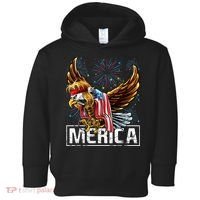 Merica Bald Eagle Mullet 4th of July American Flag Patriotic Toddler Hoodie thumb 0