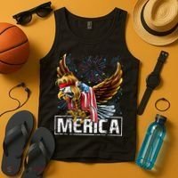 Merica Bald Eagle Mullet 4th of July American Flag Patriotic Tank Top thumb 4