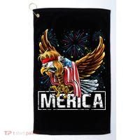 Merica Bald Eagle Mullet 4th of July American Flag Patriotic Golf Towel thumb 0