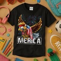 Merica Bald Eagle Mullet 4th of July American Flag Patriotic Kids T-Shirt thumb 3