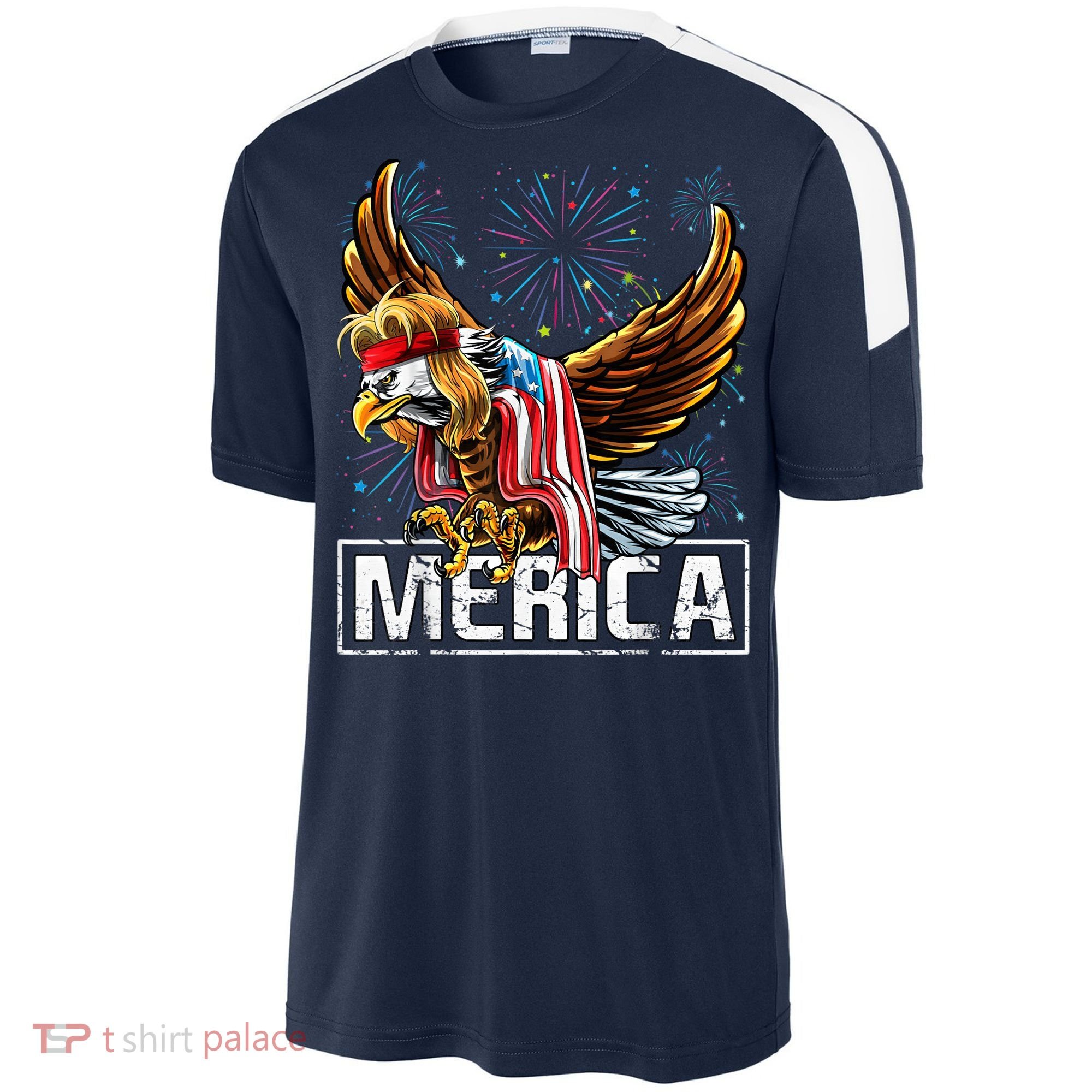 Merica Bald Eagle Mullet 4th of July American Flag Patriotic Sport-Tek Competitor United Soccer Jersey