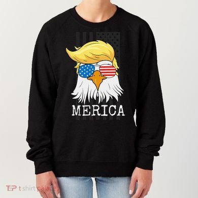 Merica Bald Eagle Trump American Flag Funny Gift Women's Sweatshirt