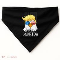 Merica Bald Eagle Trump American Flag Funny Gift USA-Made Doggie Bandana thumb 0