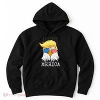 Merica Bald Eagle Trump American Flag Funny Gift Hoodie thumb 0