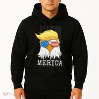 Merica Bald Eagle Trump American Flag Funny Gift Hoodie thumb 2