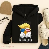 Merica Bald Eagle Trump American Flag Funny Gift Hoodie thumb 4