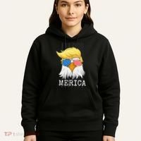 Merica Bald Eagle Trump American Flag Funny Gift Hoodie thumb 5