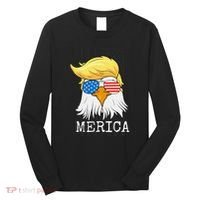 Merica Bald Eagle Trump American Flag Funny Gift Long Sleeve Shirt thumb 0