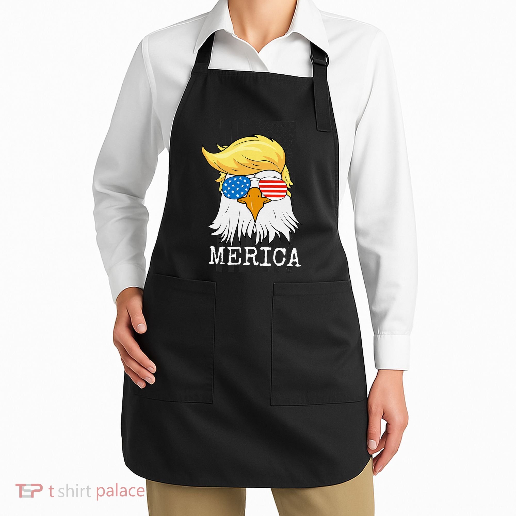 Merica Bald Eagle Trump American Flag Funny Gift Apron