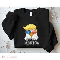 Merica Bald Eagle Trump American Flag Funny Gift Sweatshirt thumb 2