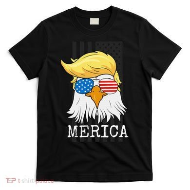 Merica Bald Eagle Trump American Flag Funny Gift T-Shirt
