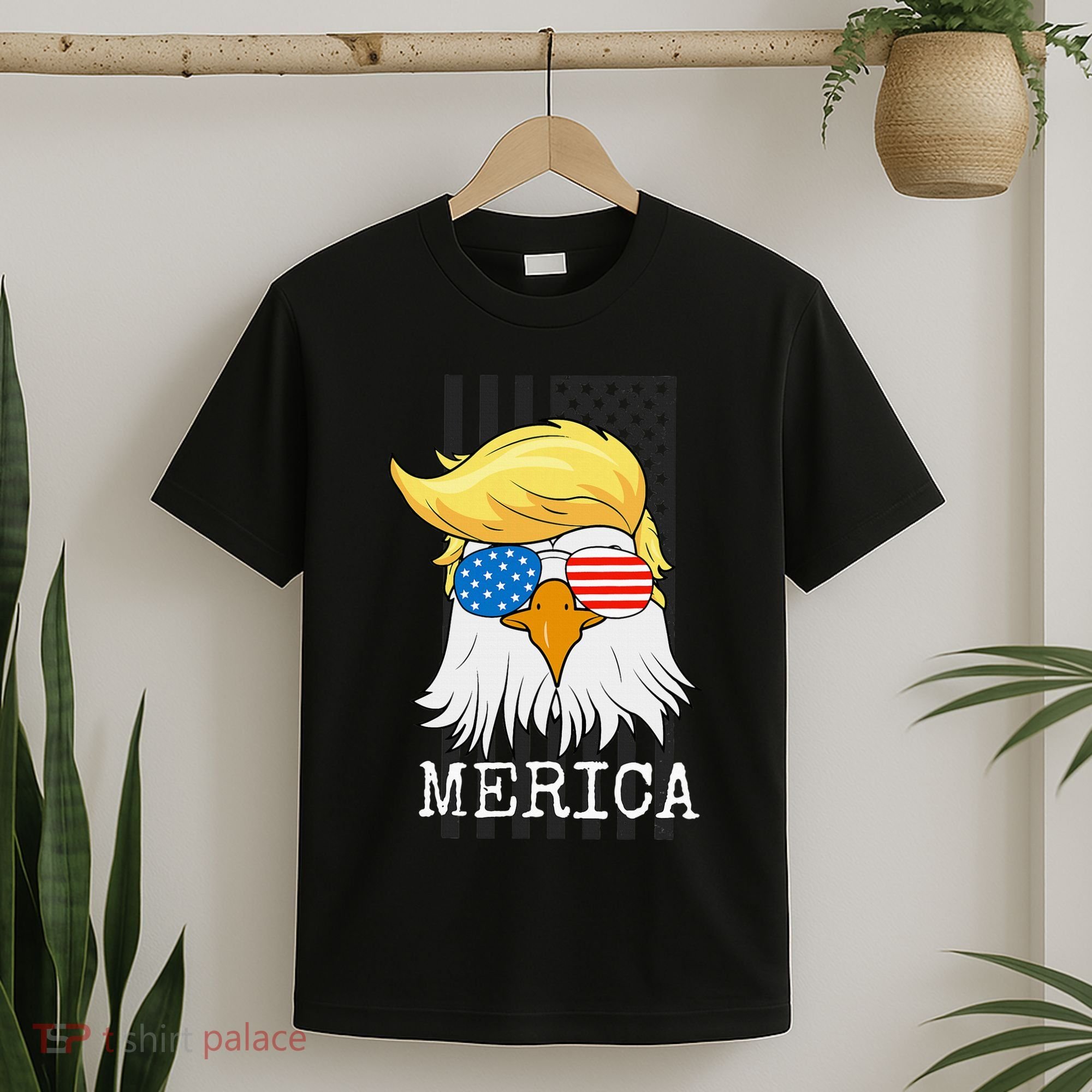 Merica Bald Eagle Trump American Flag Funny Gift T-Shirt