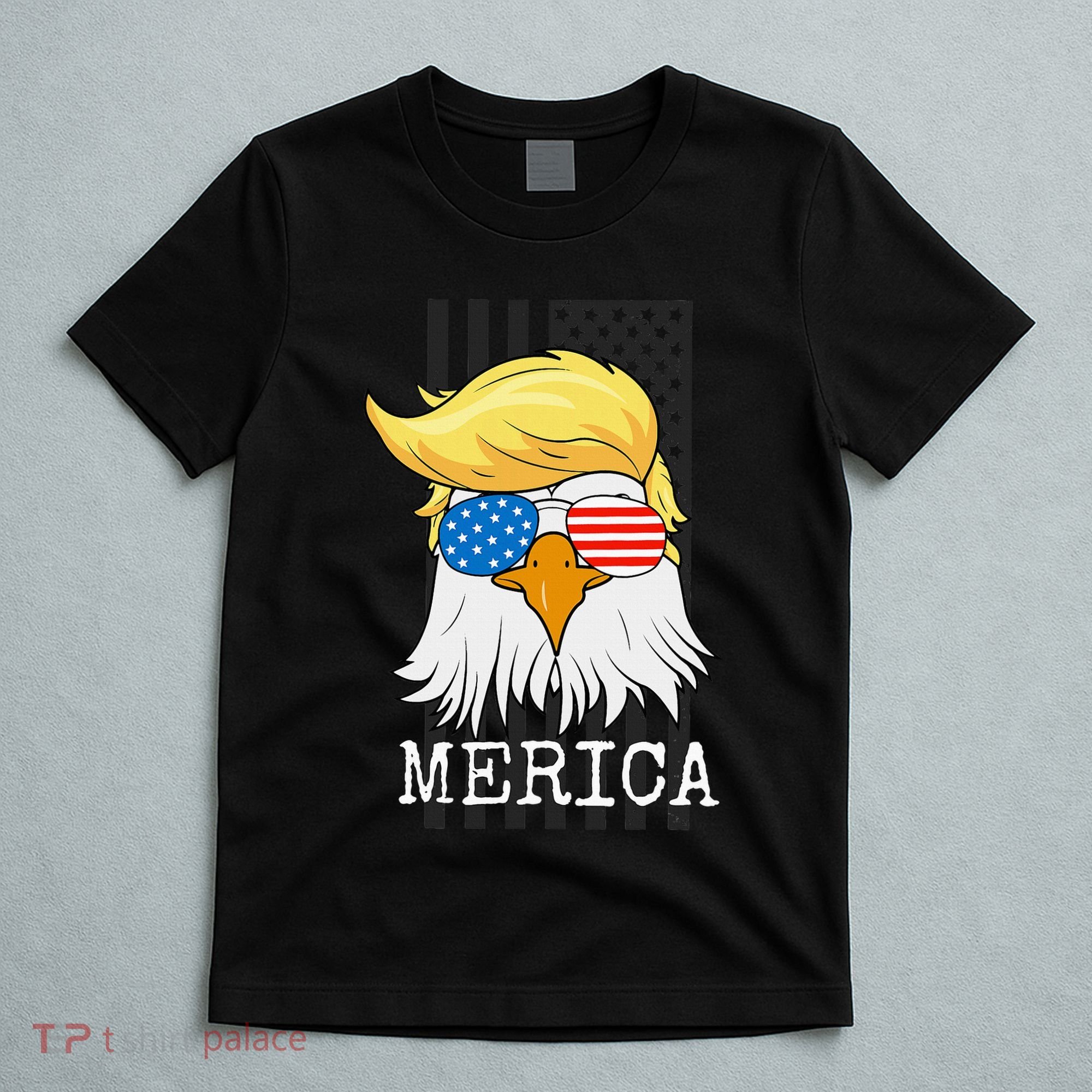 Merica Bald Eagle Trump American Flag Funny Gift T-Shirt