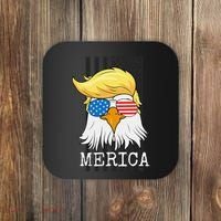 Merica Bald Eagle Trump American Flag Funny Gift Coaster thumb 0