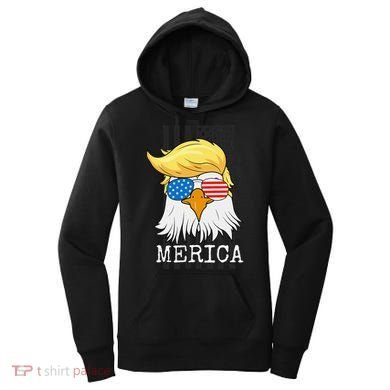 Merica Bald Eagle Trump American Flag Funny Gift Women's Hoodie