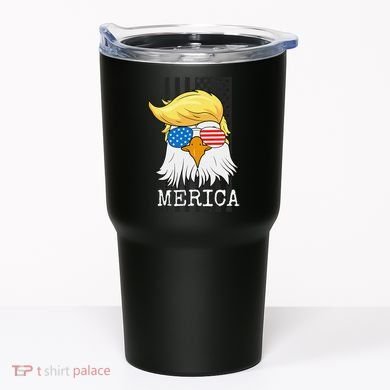 Merica Bald Eagle Trump American Flag Funny Gift Tumbler