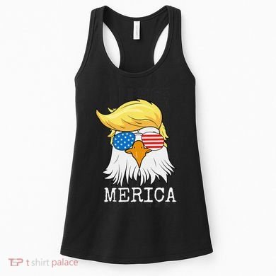 Merica Bald Eagle Trump American Flag Funny Gift Women's Tank Top